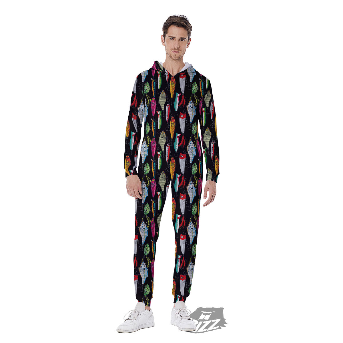 Fishing Print Pattern Men's Jumpsuit-grizzshop