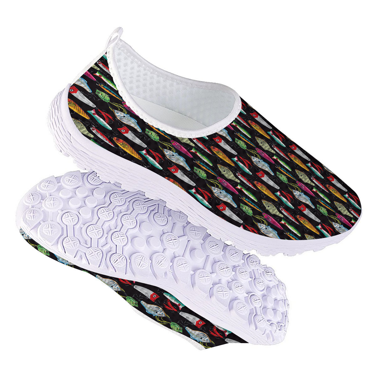 Fishing Print Pattern Nurse Shoes-grizzshop