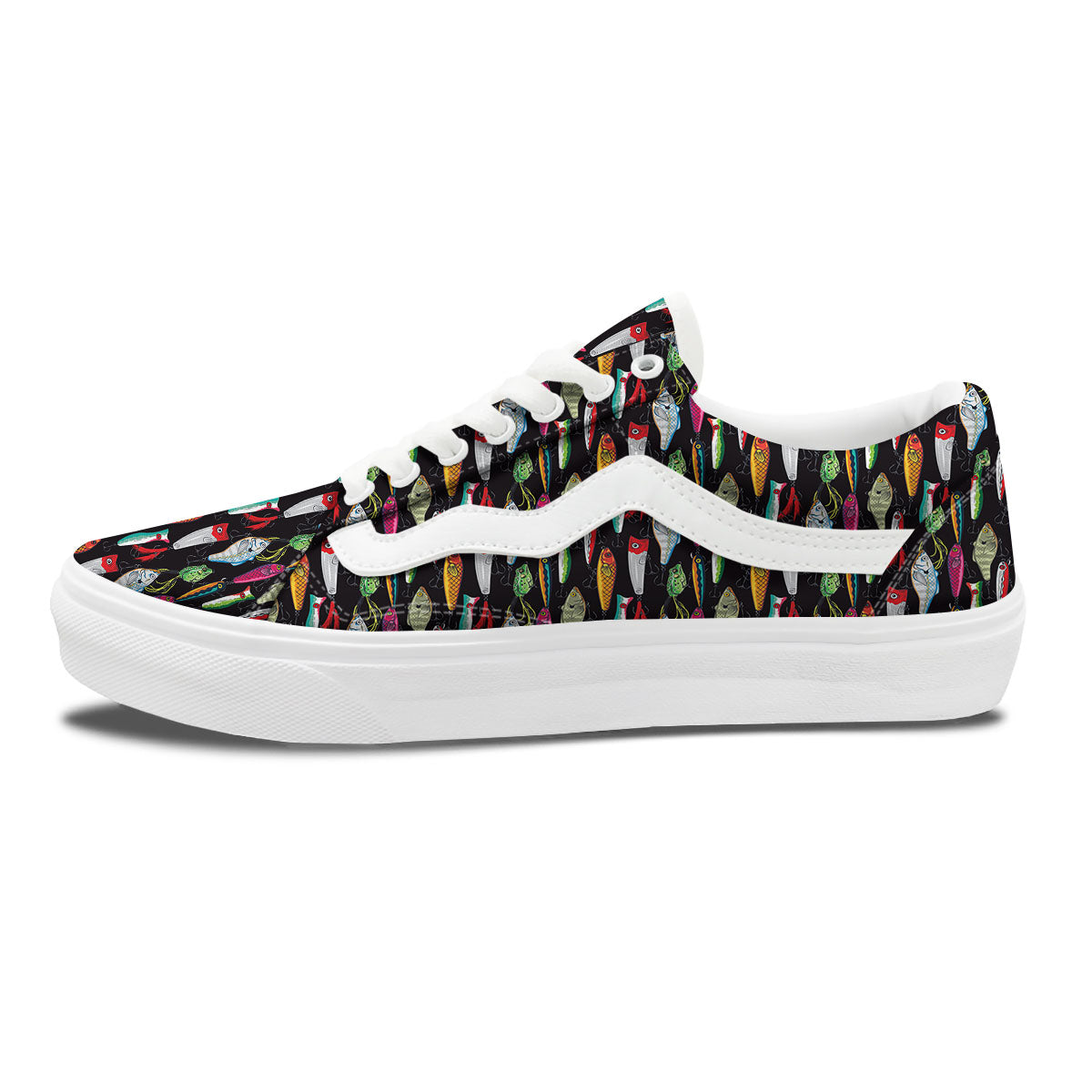 Fishing Print Pattern Skate Shoes-grizzshop