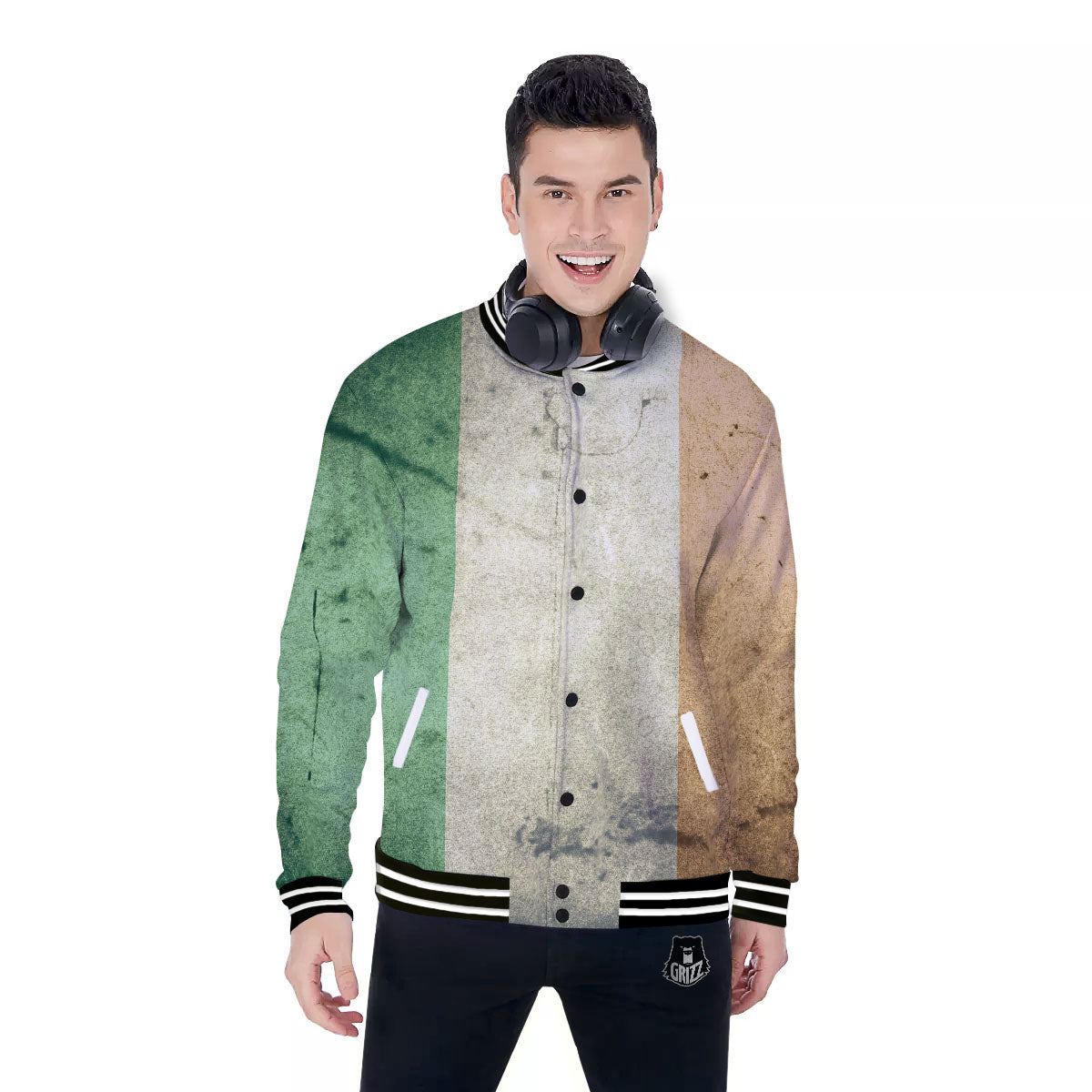 Flag Irish Print Baseball Jacket-grizzshop