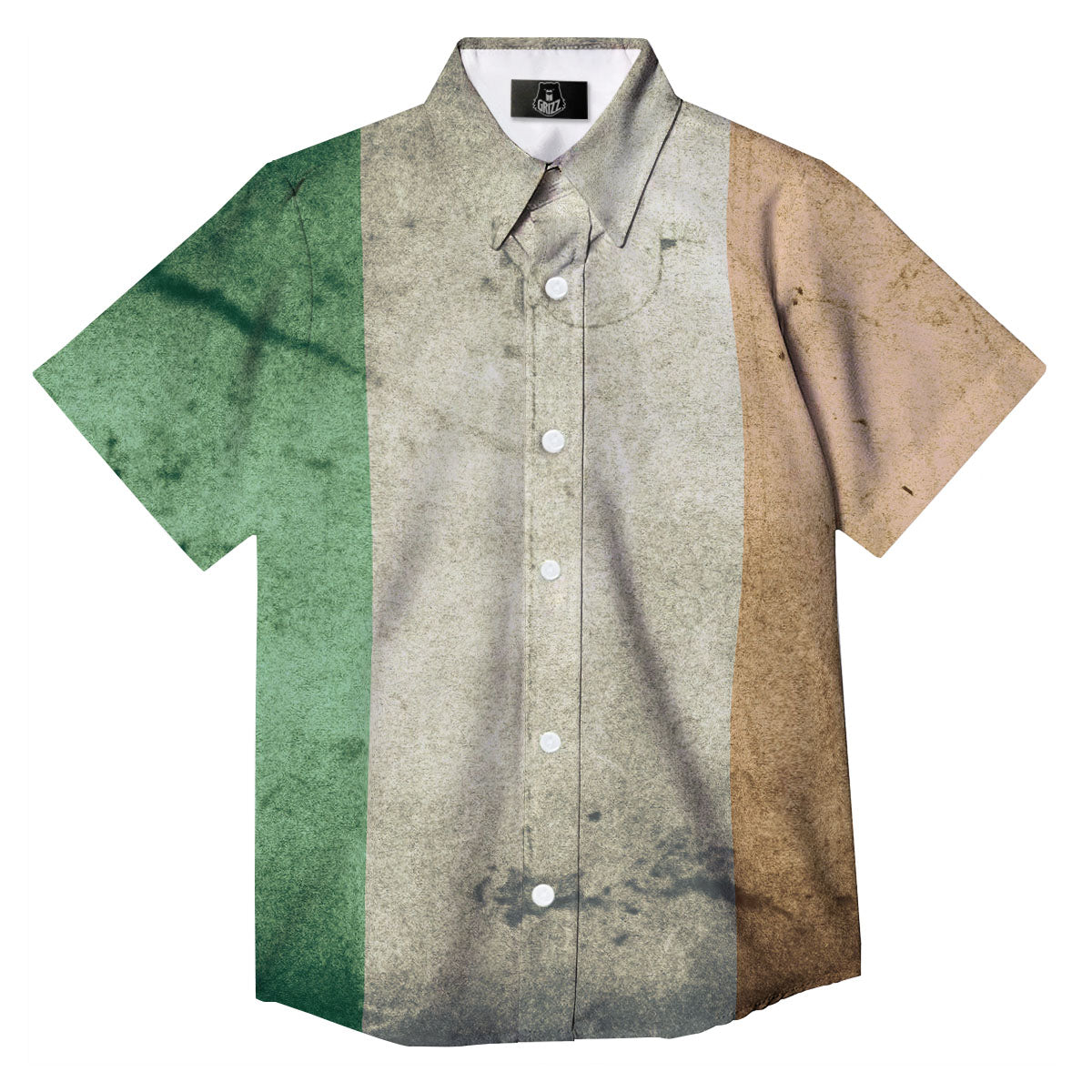 Flag Irish Print Button Up Shirt-grizzshop