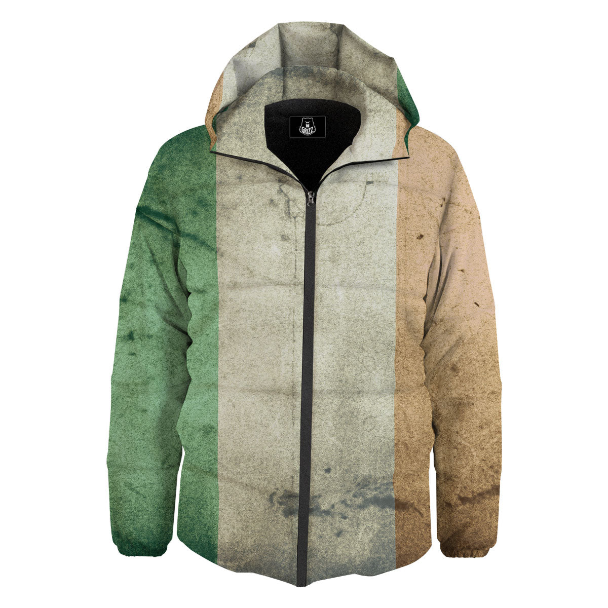 Flag Irish Print Down Jacket-grizzshop