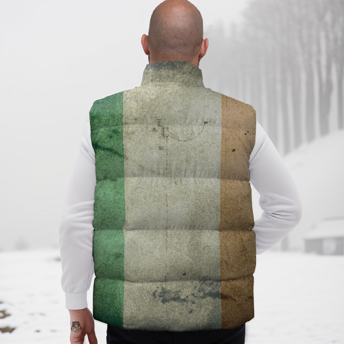 Flag Irish Print Down Vest-grizzshop