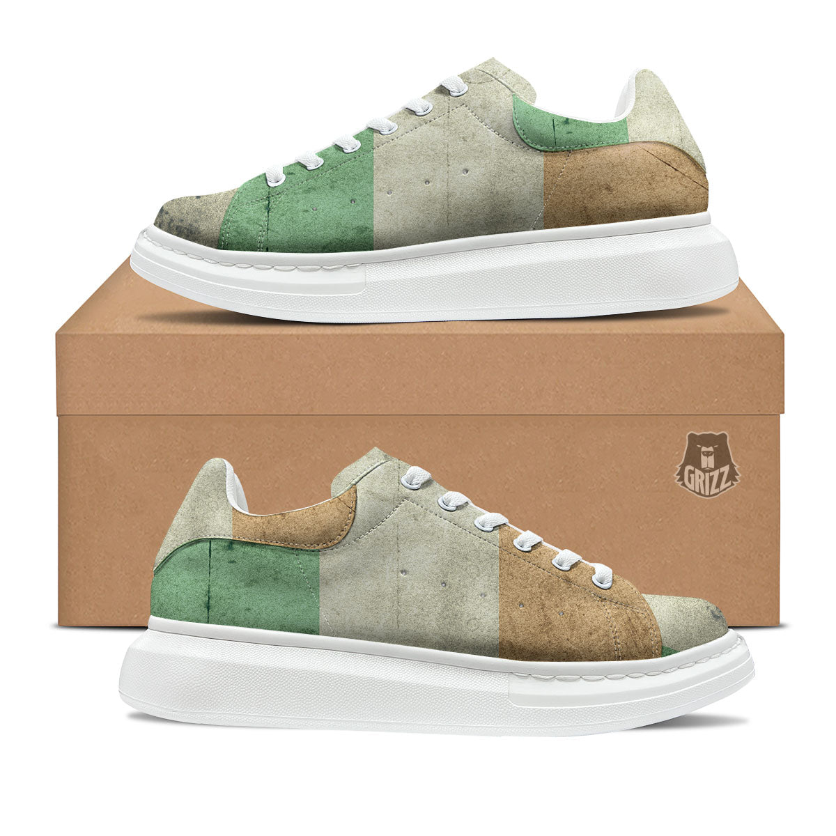 Flag Irish Print Platform Shoes-grizzshop