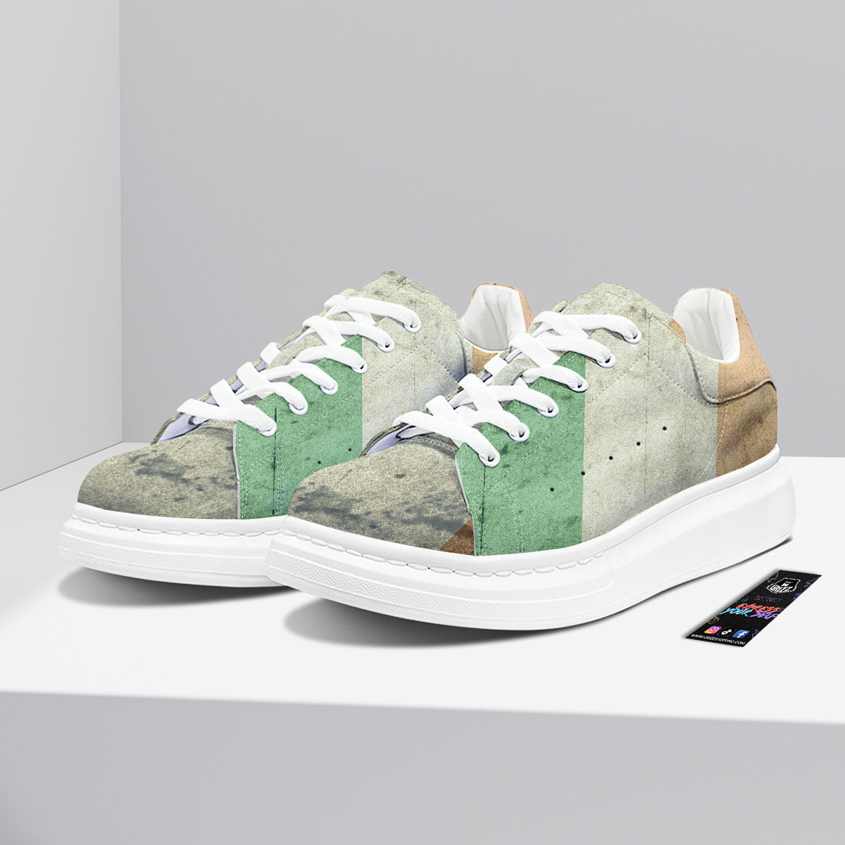 Flag Irish Print Platform Shoes-grizzshop
