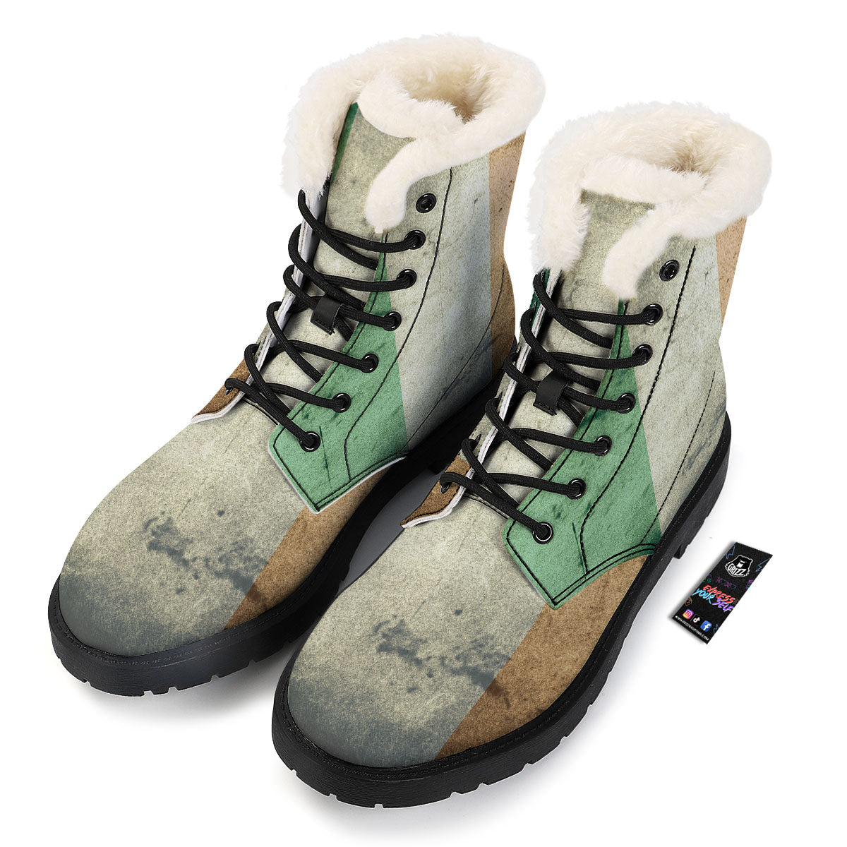 Flag Irish Print Winter Boots-grizzshop