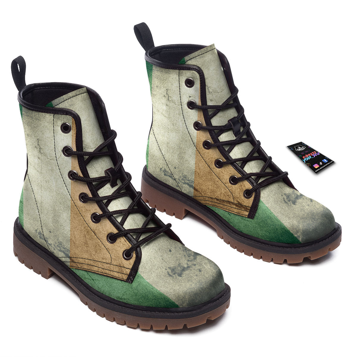 Flag Irish Print Work Boots-grizzshop