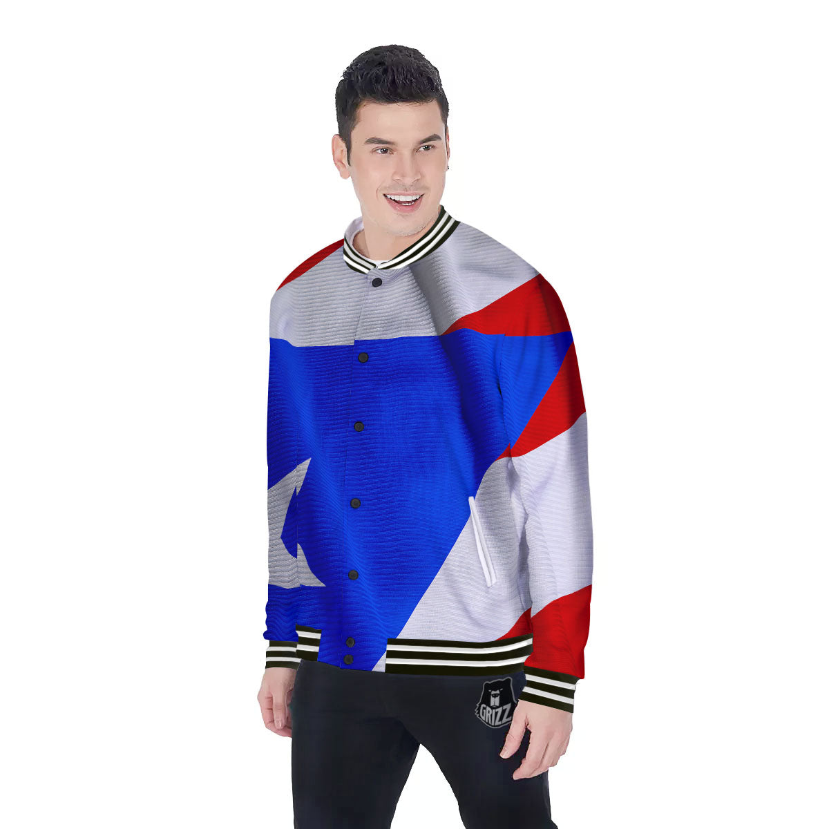 Flag Puerto Rican Print Baseball Jacket-grizzshop