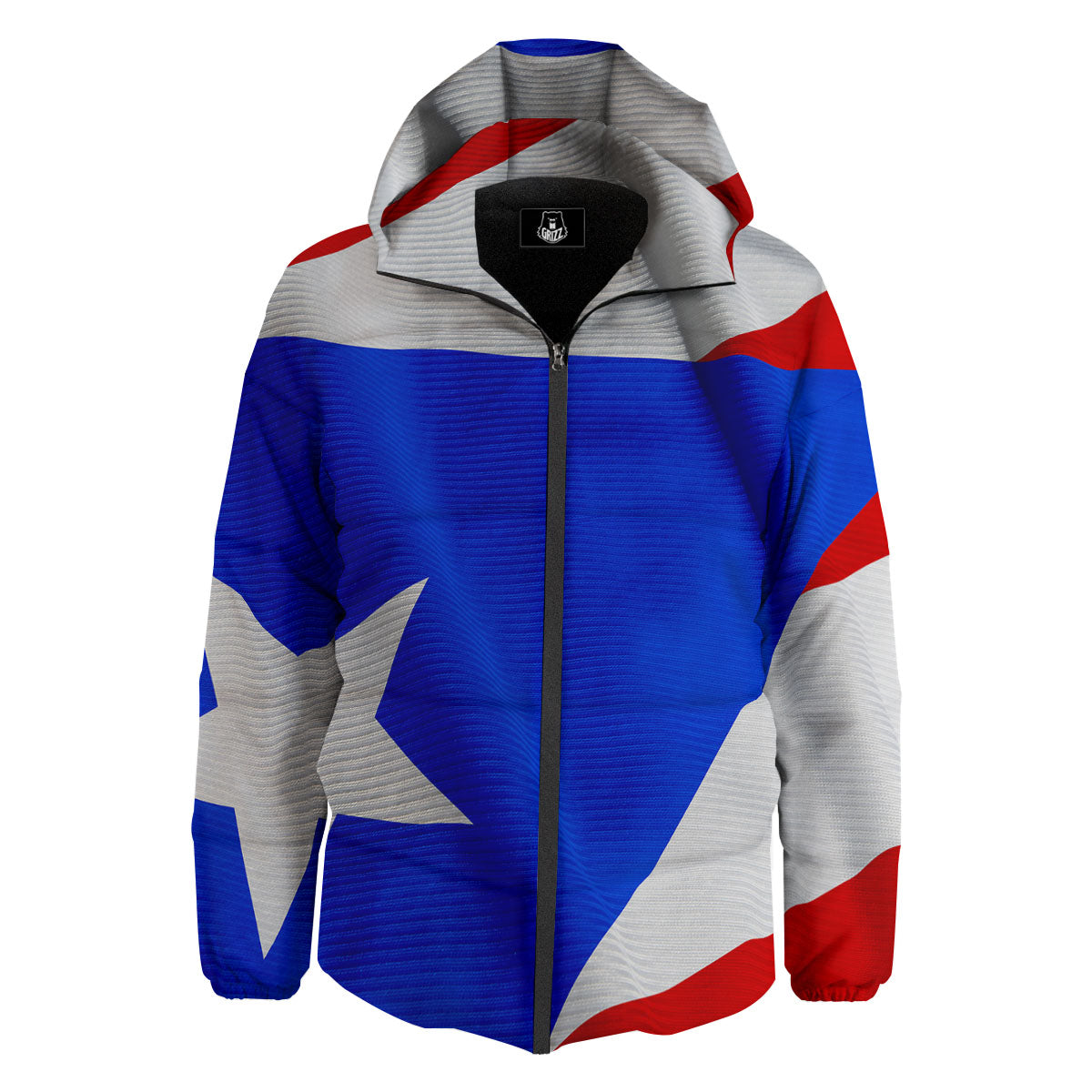 Flag Puerto Rican Print Down Jacket-grizzshop
