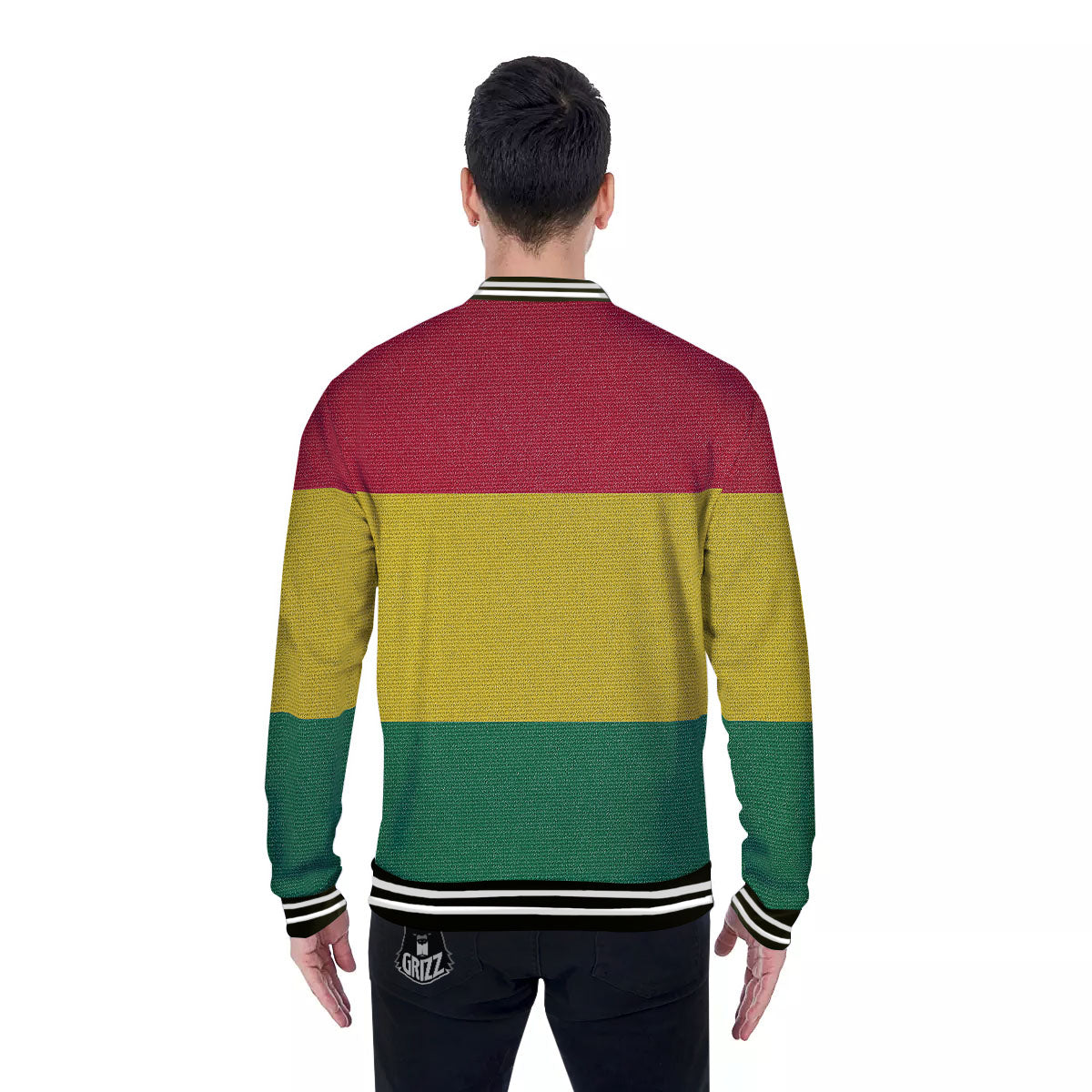 Flag Rasta Print Baseball Jacket-grizzshop