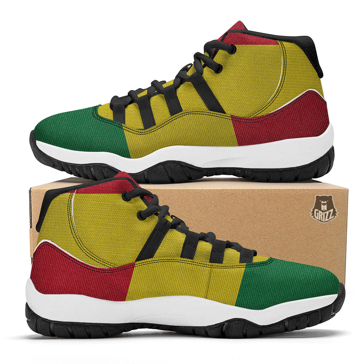 Flag Rasta Print Black Bball Shoes-grizzshop