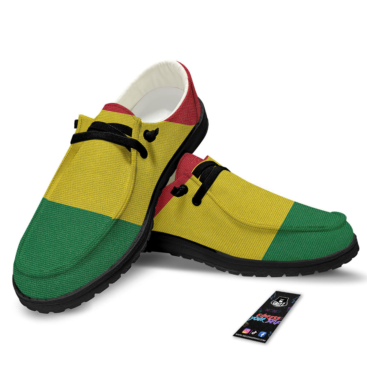 Flag Rasta Print Black Loafers-grizzshop