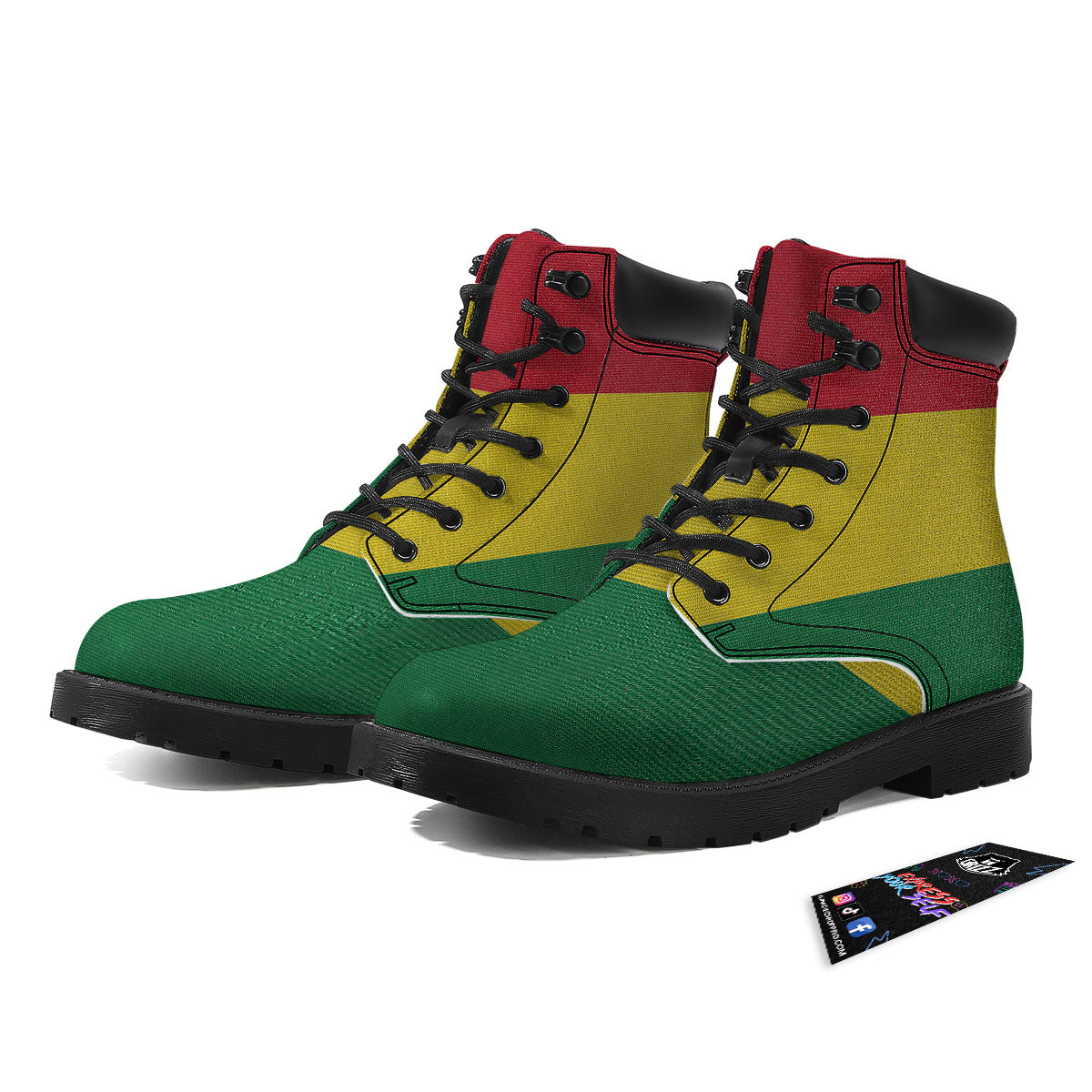 Flag Rasta Print Boots-grizzshop