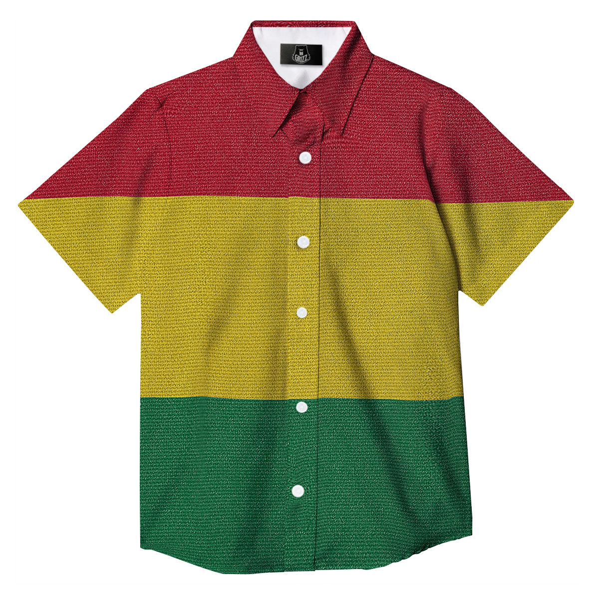 Flag Rasta Print Button Up Shirt-grizzshop