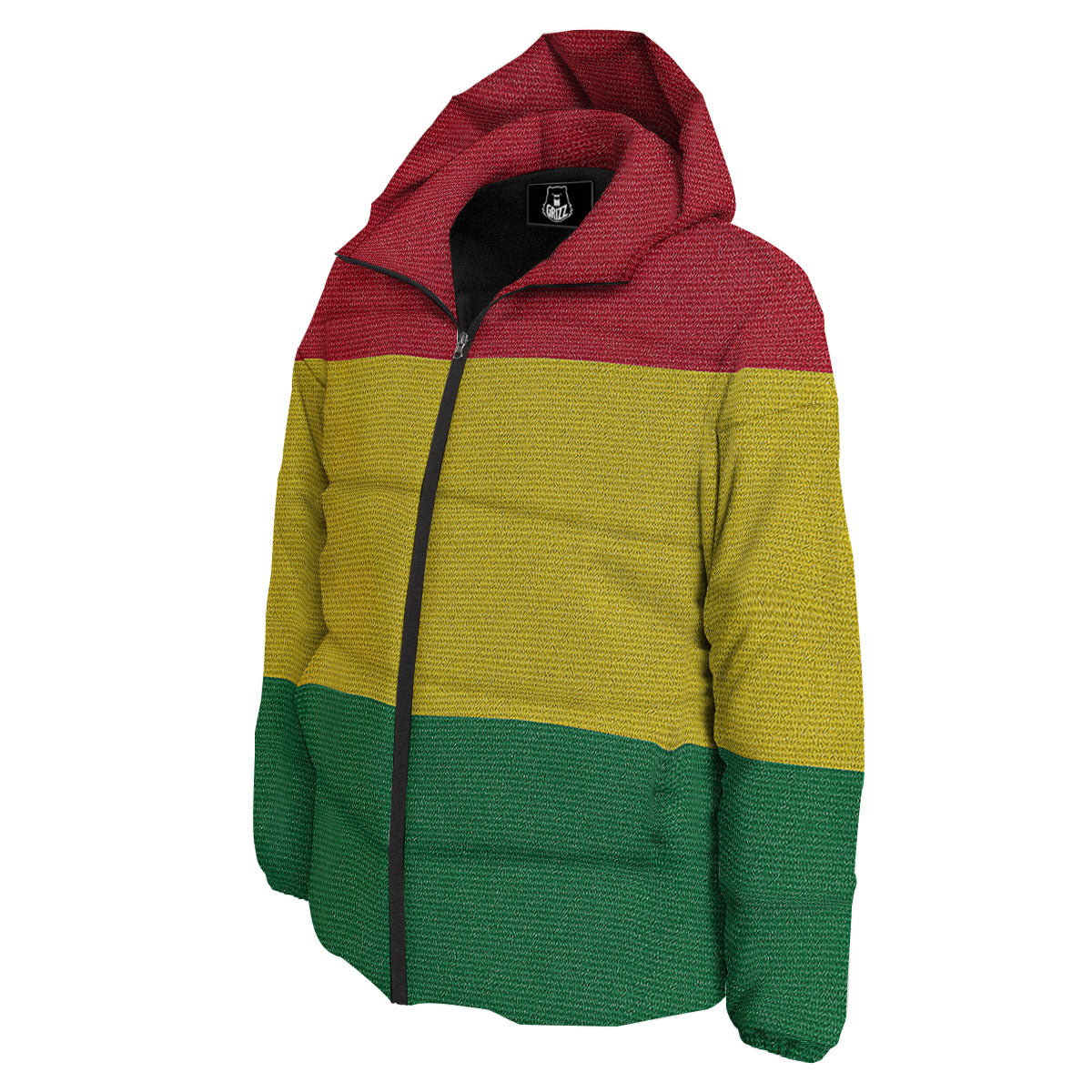 Flag Rasta Print Down Jacket-grizzshop