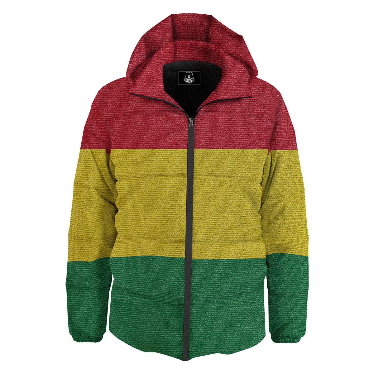 Flag Rasta Print Down Jacket-grizzshop