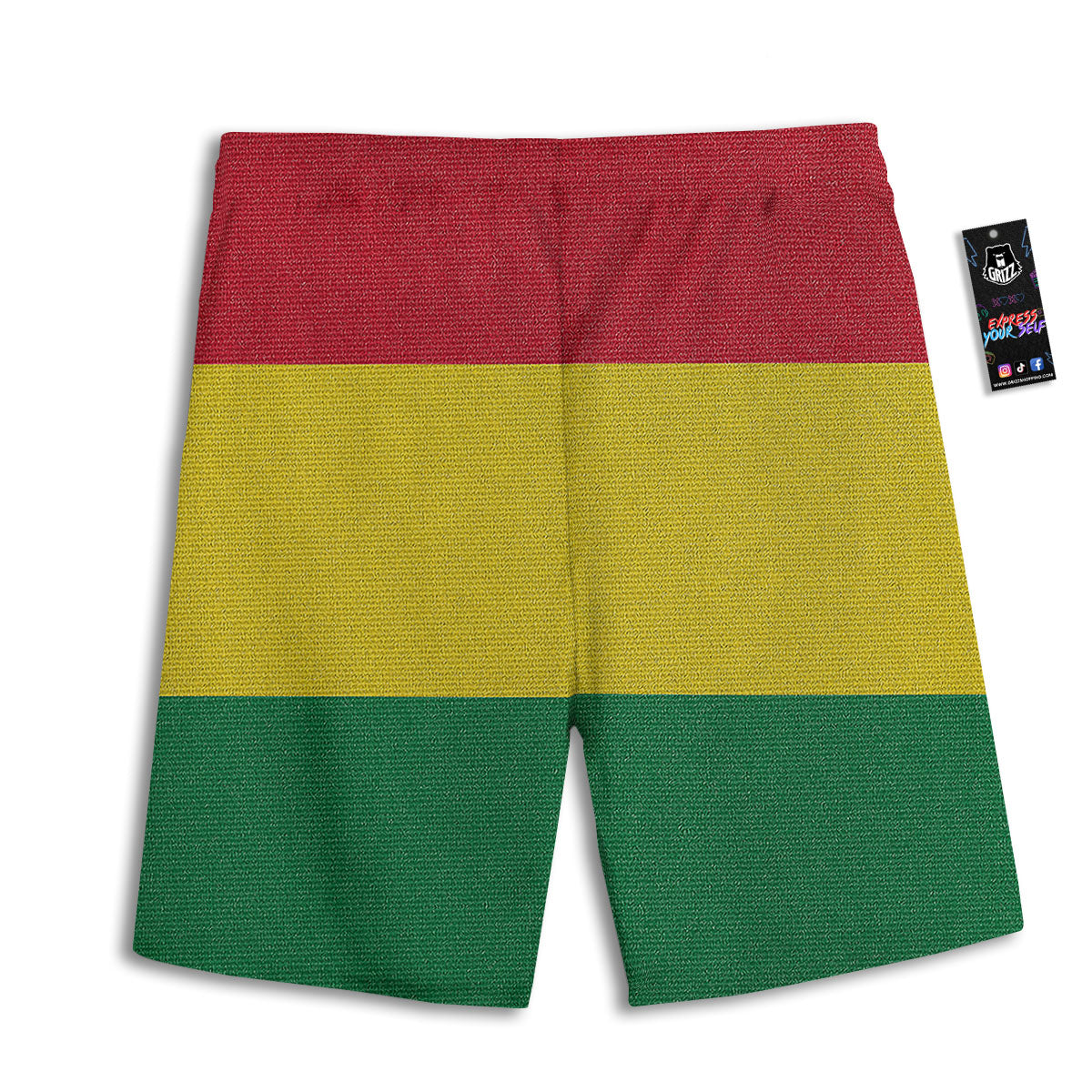 Flag Rasta Print Men's Athletic Shorts