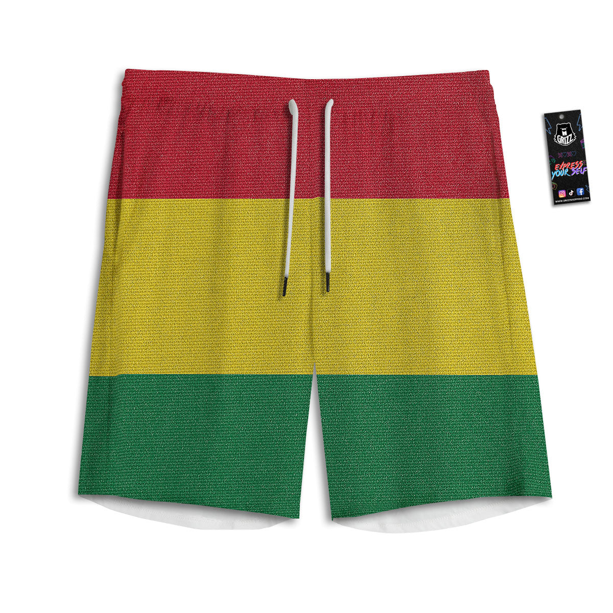 Flag Rasta Print Men's Athletic Shorts