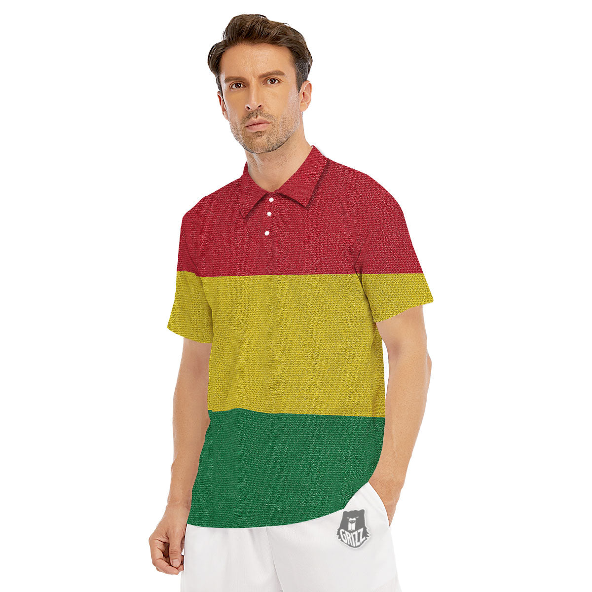 Flag Rasta Print Men's Golf Shirts-grizzshop