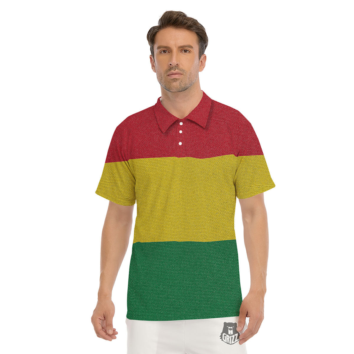 Flag Rasta Print Men's Golf Shirts-grizzshop