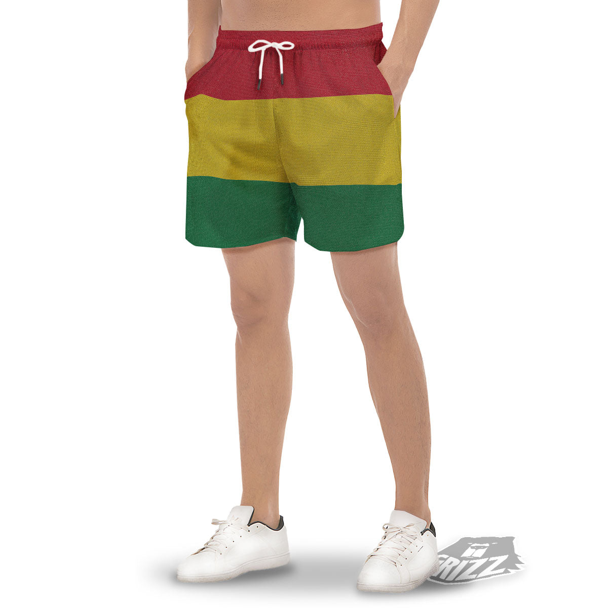 Flag Rasta Print Men's Gym Shorts-grizzshop