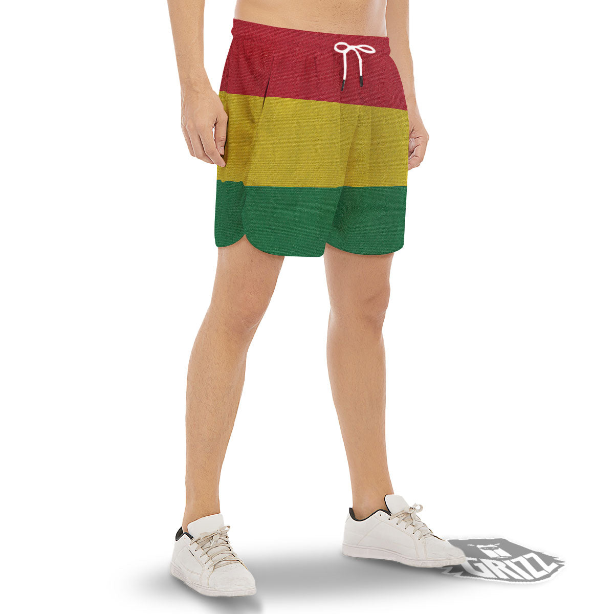 Flag Rasta Print Men's Gym Shorts-grizzshop