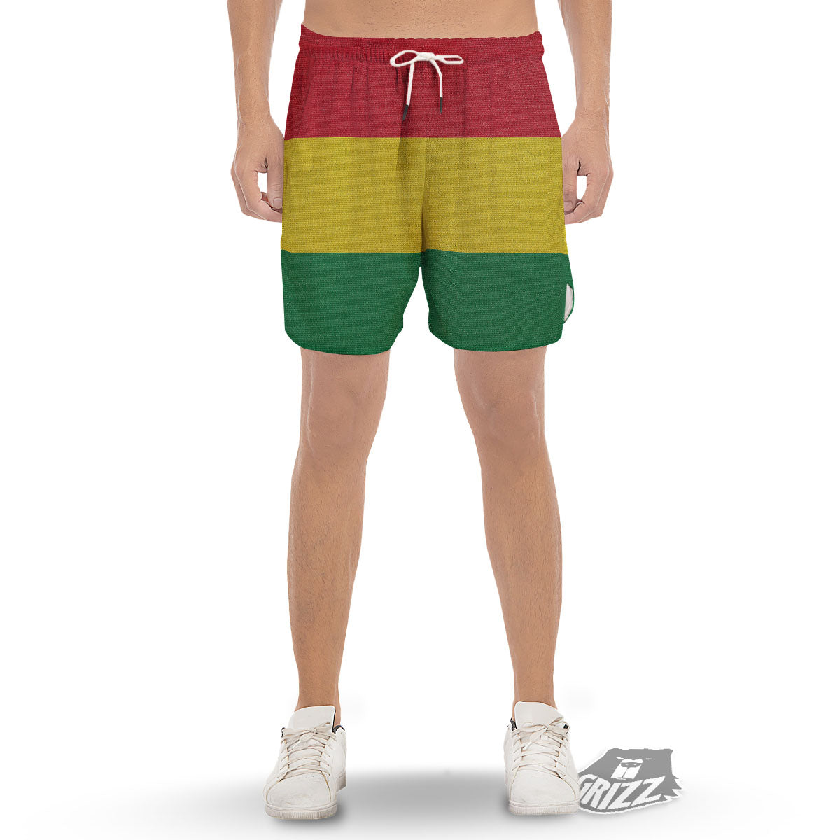 Flag Rasta Print Men's Gym Shorts-grizzshop