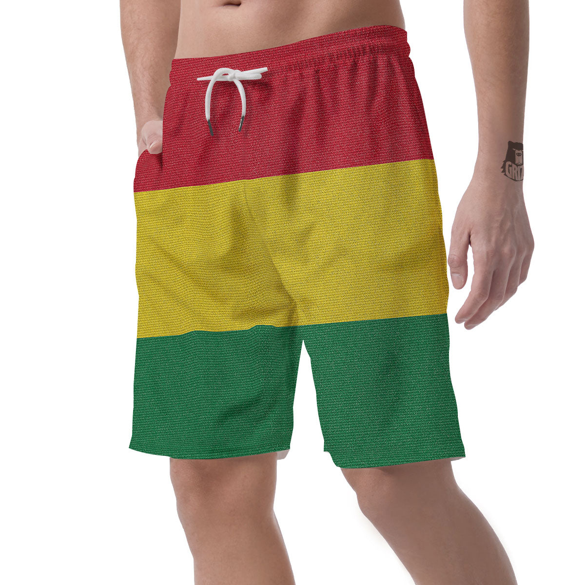 Flag Rasta Print Men's Shorts-grizzshop