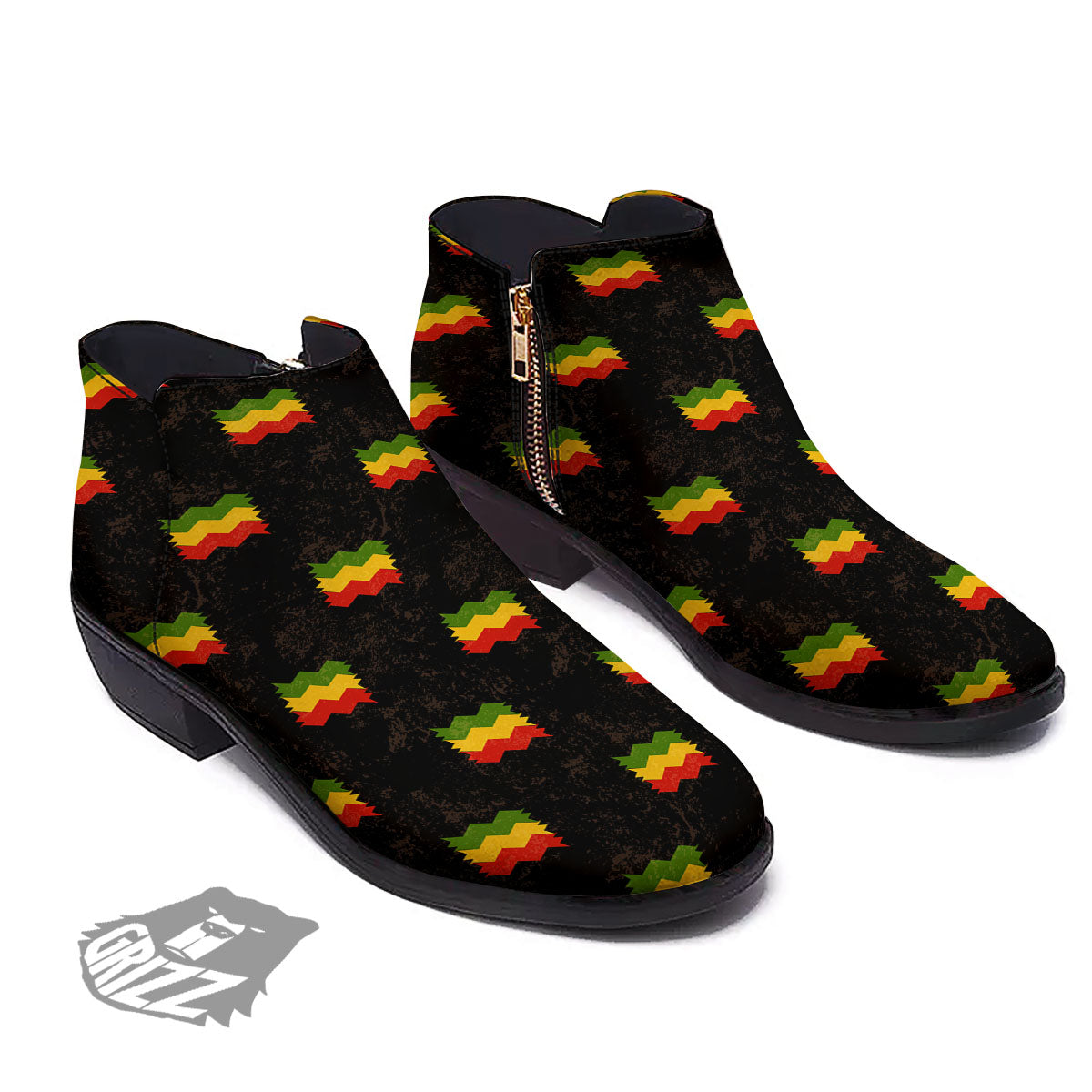 Flag Rasta Print Pattern Ankle Boots-grizzshop