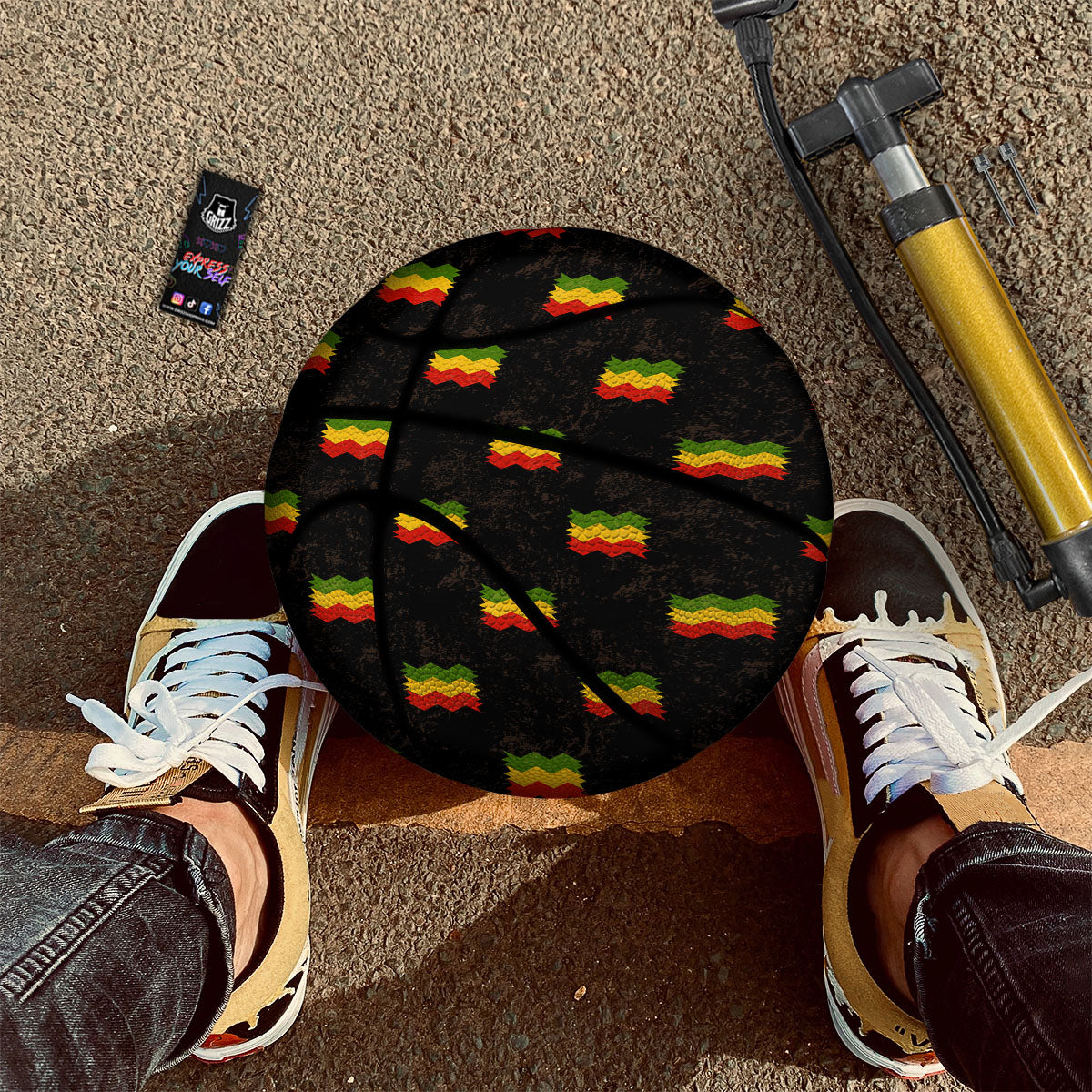 Flag Rasta Print Pattern Basketball-grizzshop