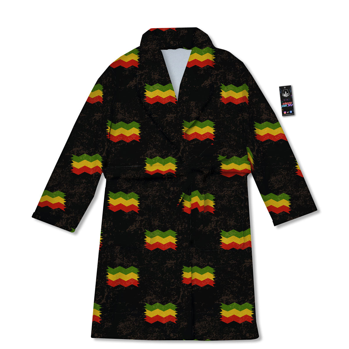 Flag Rasta Print Pattern Bathrobe-grizzshop