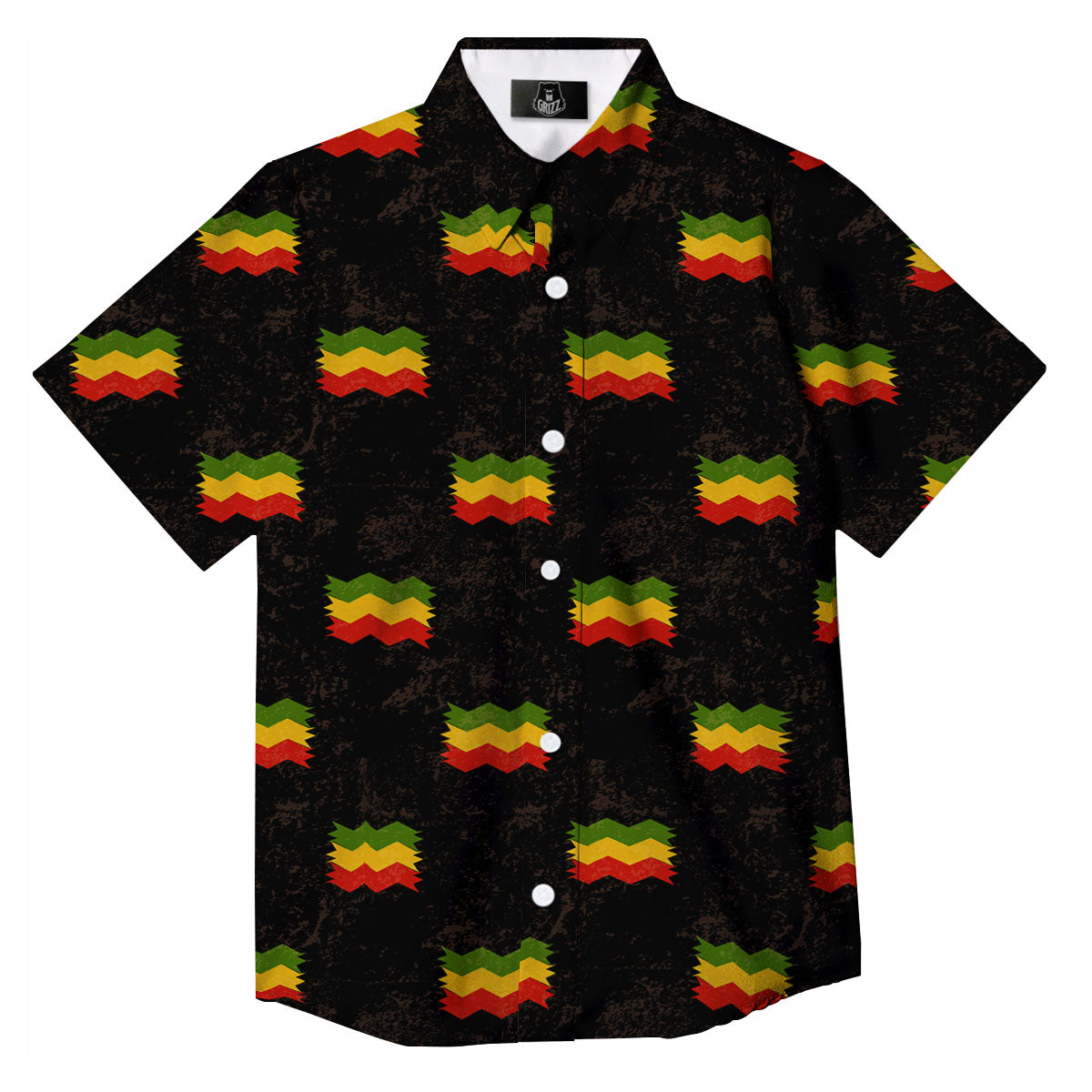 Flag Rasta Print Pattern Button Up Shirt-grizzshop