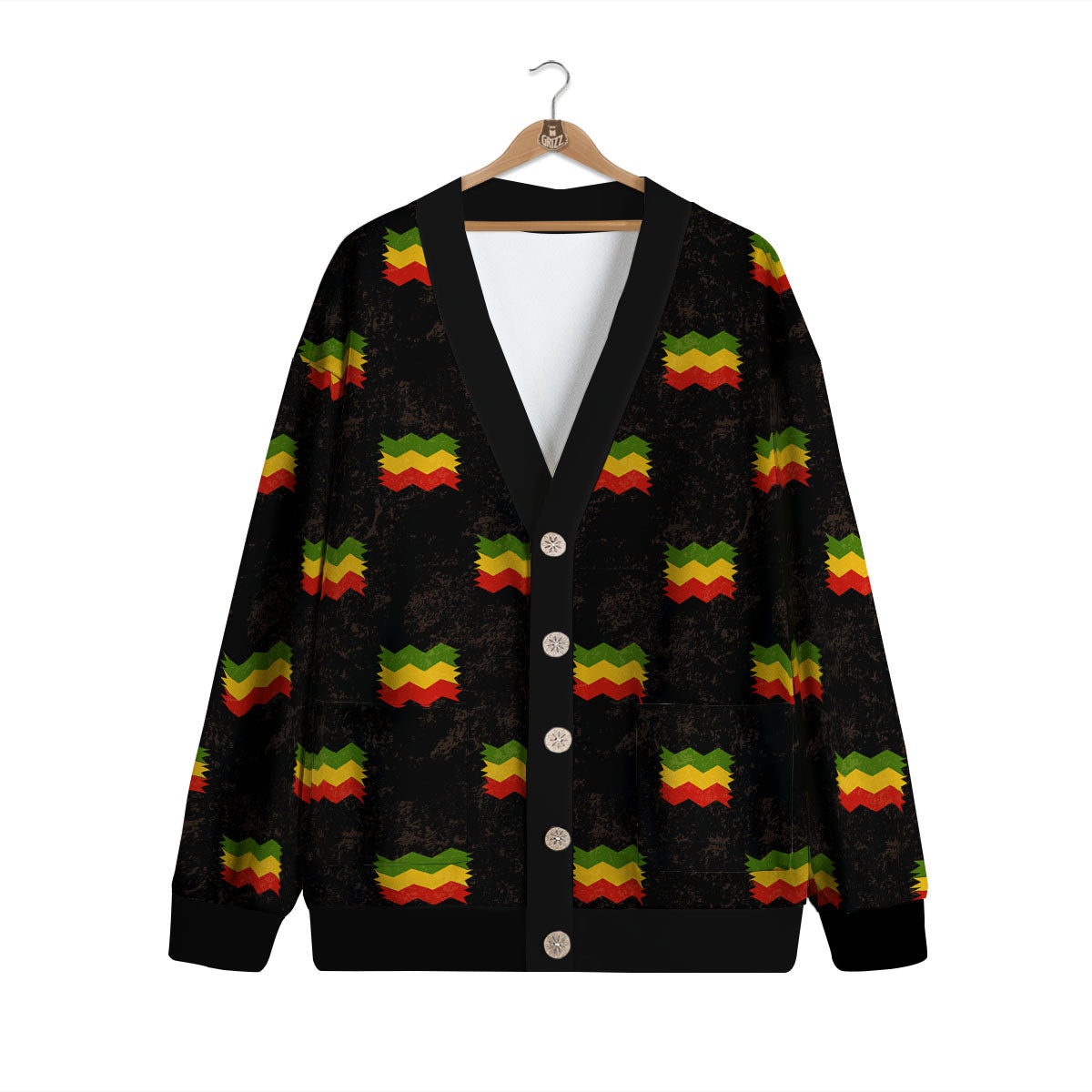 Flag Rasta Print Pattern Cardigan-grizzshop