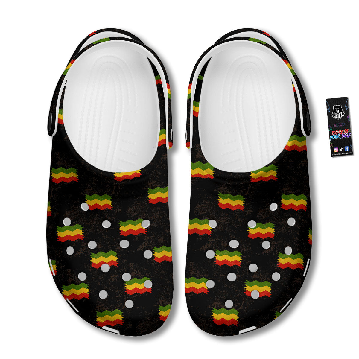 Flag Rasta Print Pattern Clog-grizzshop