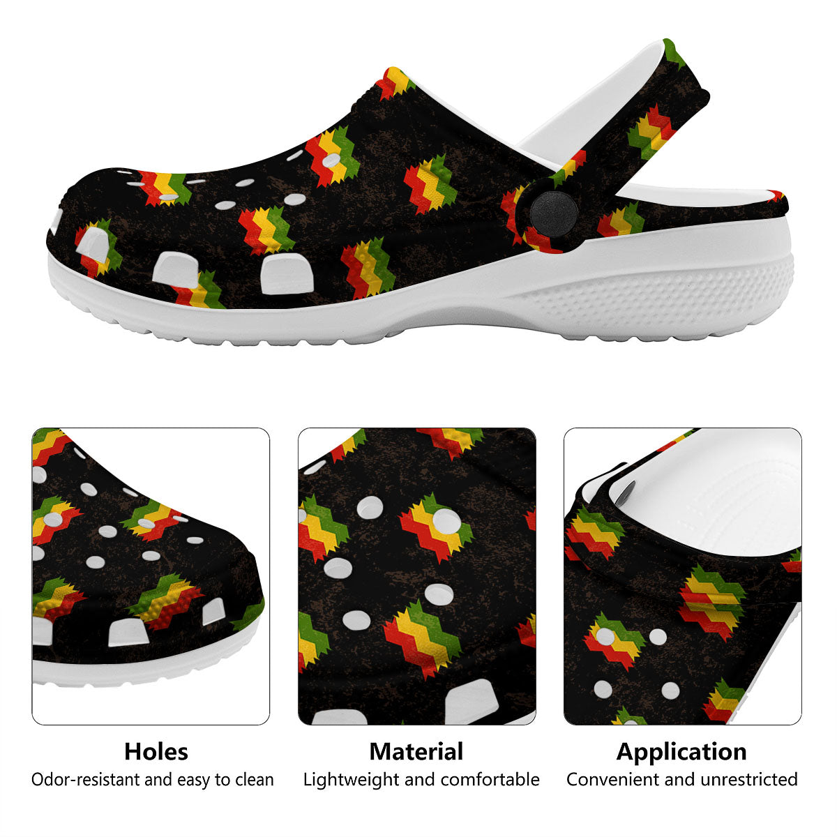 Flag Rasta Print Pattern Clog-grizzshop