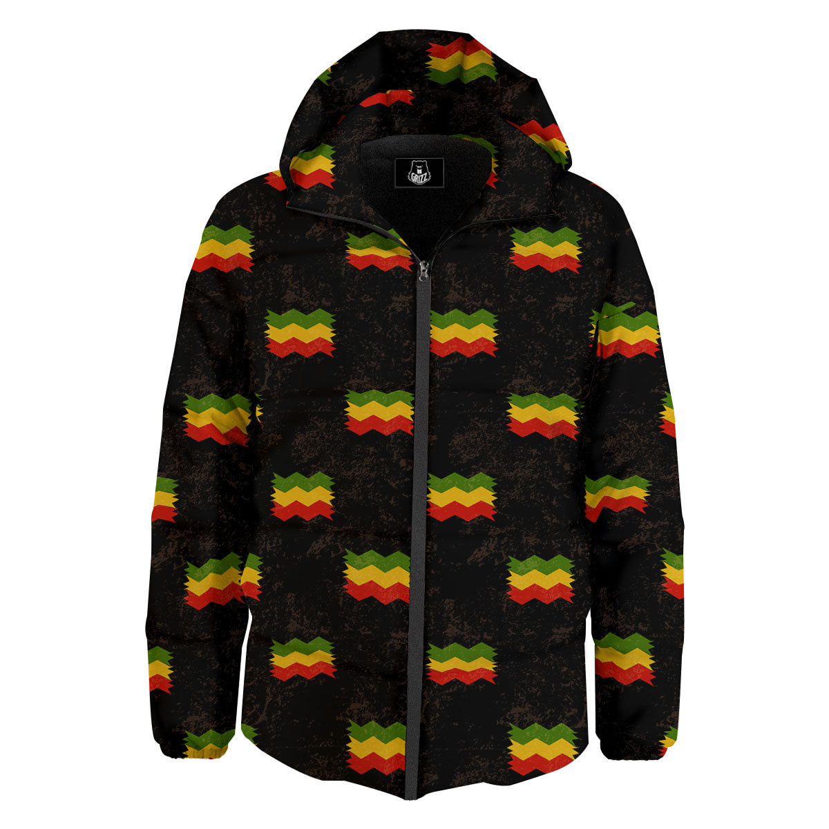 Flag Rasta Print Pattern Down Jacket-grizzshop