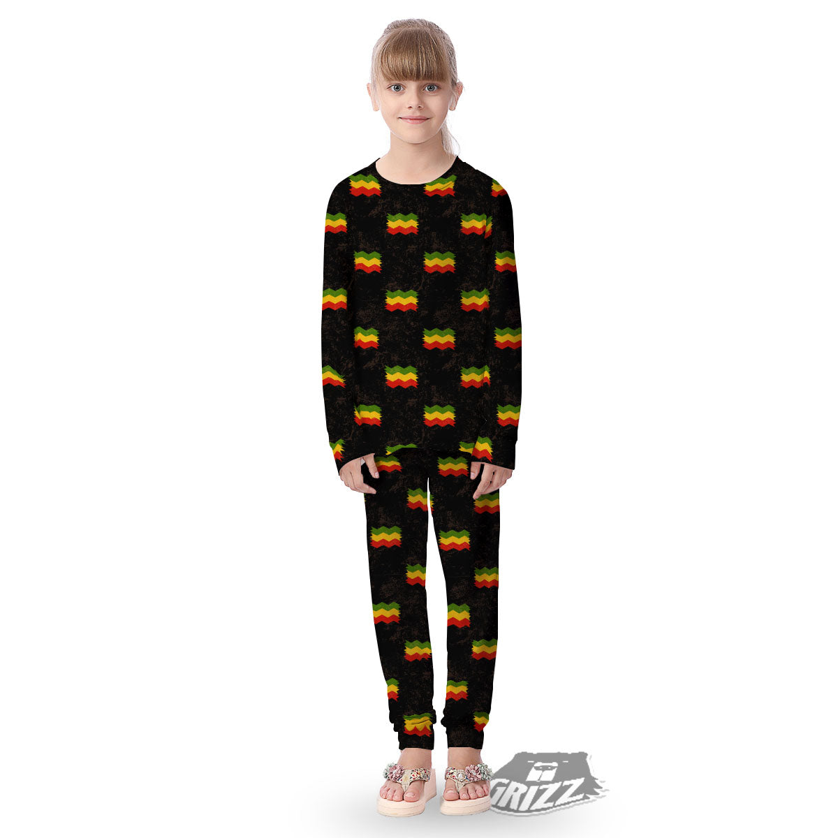 Flag Rasta Print Pattern Kid's Pajamas-grizzshop