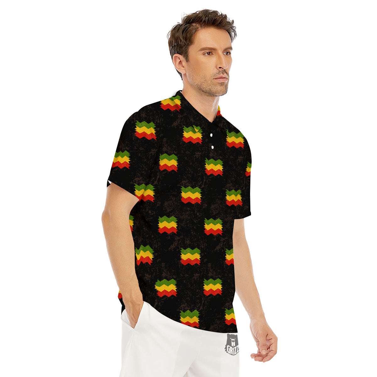 Flag Rasta Print Pattern Men's Golf Shirts-grizzshop