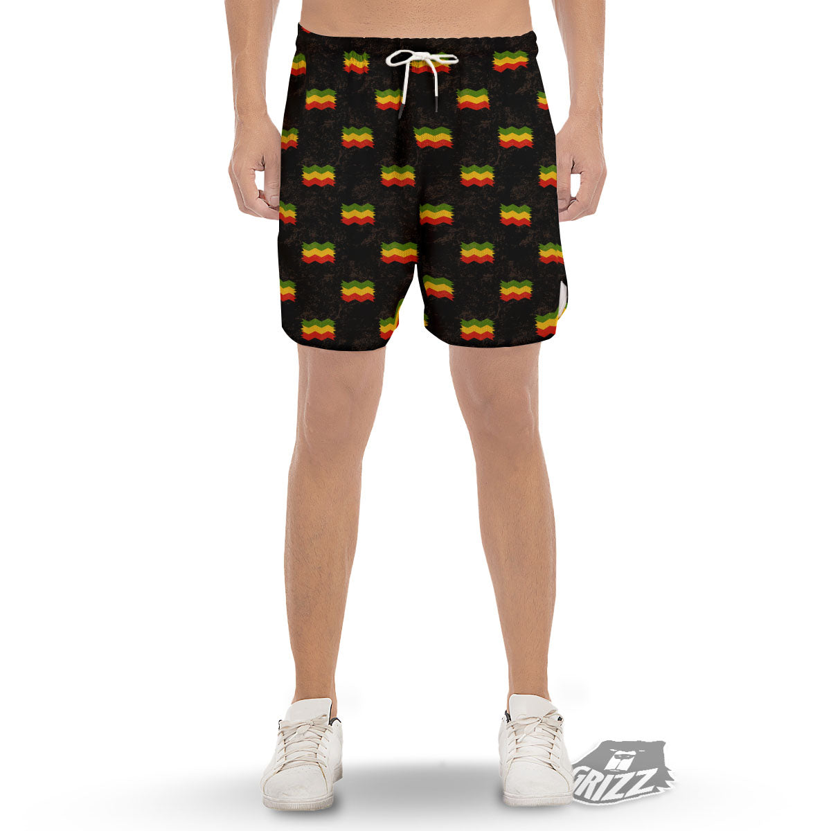 Flag Rasta Print Pattern Men's Gym Shorts-grizzshop