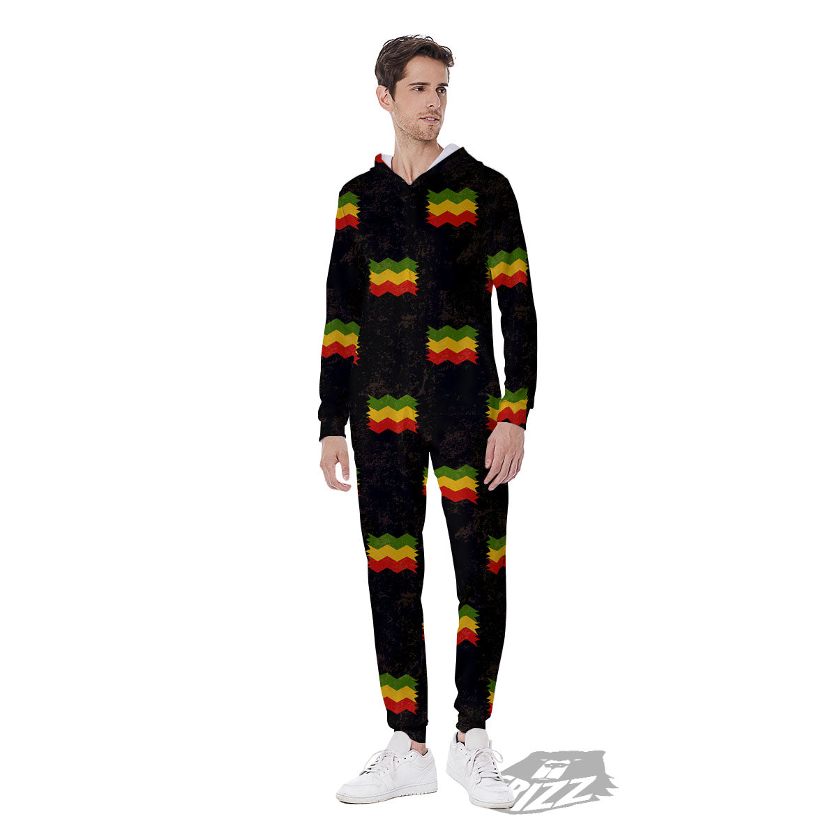Flag Rasta Print Pattern Men's Jumpsuit-grizzshop