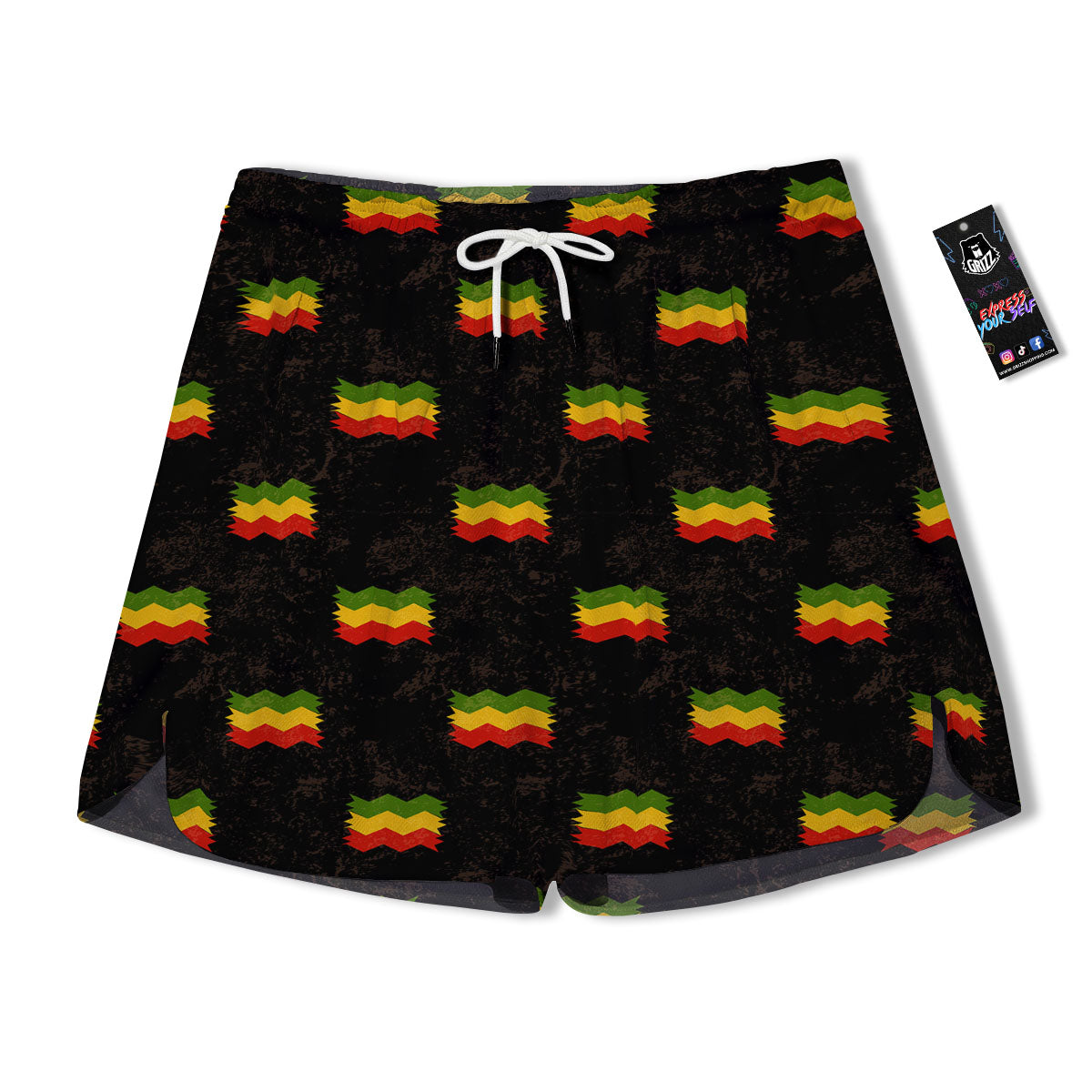 Flag Rasta Print Pattern Men's Running Shorts-grizzshop