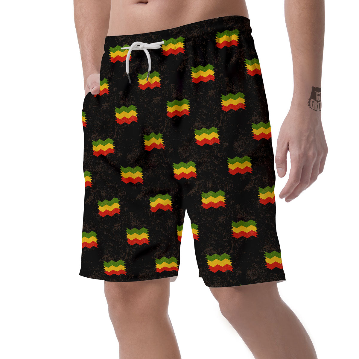 Flag Rasta Print Pattern Men's Shorts-grizzshop