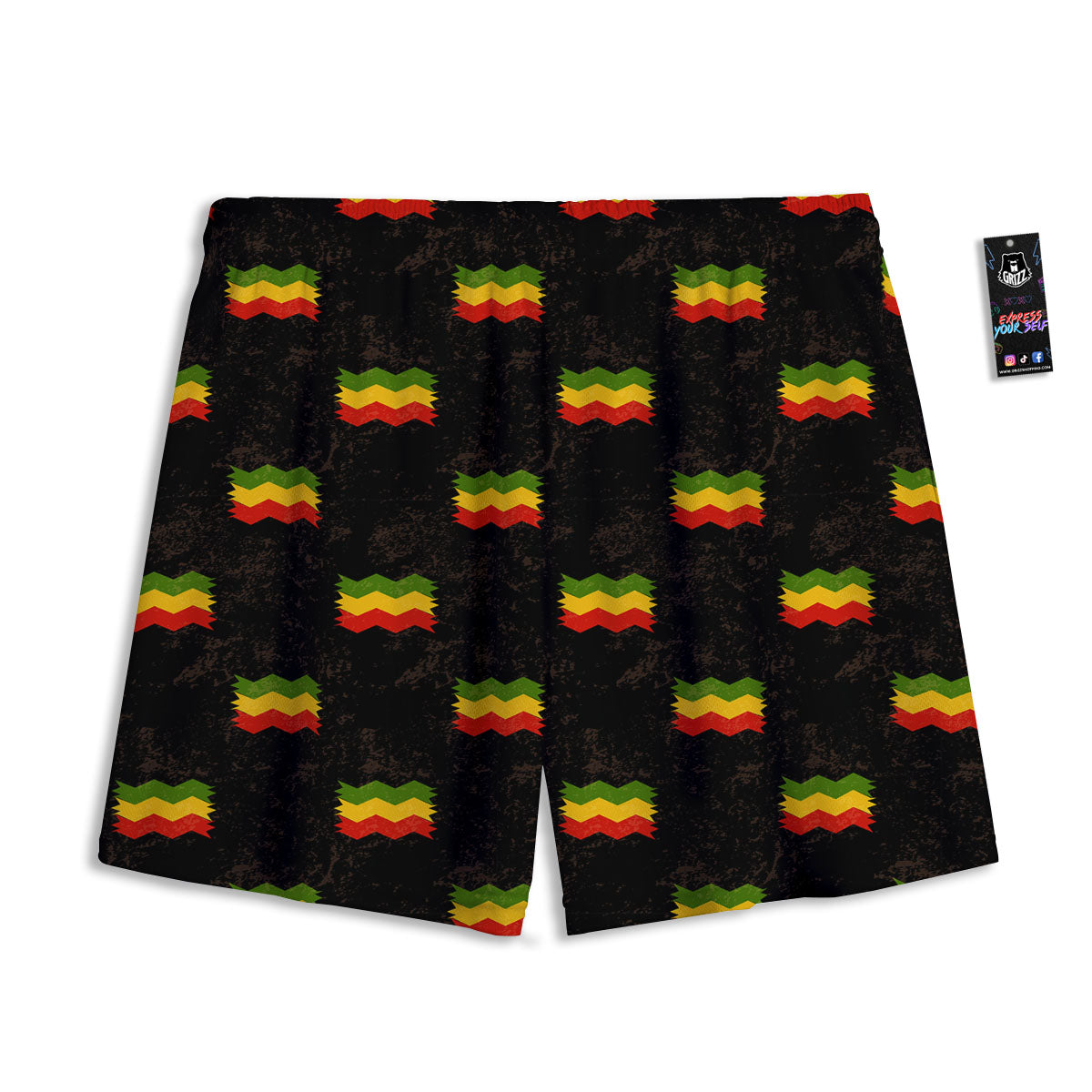 Flag Rasta Print Pattern Mesh Shorts