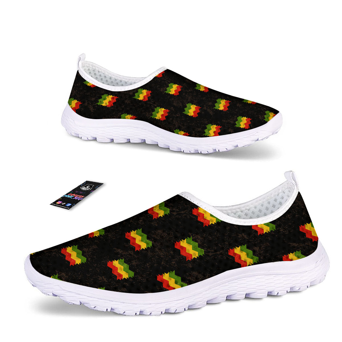 Flag Rasta Print Pattern Nurse Shoes-grizzshop
