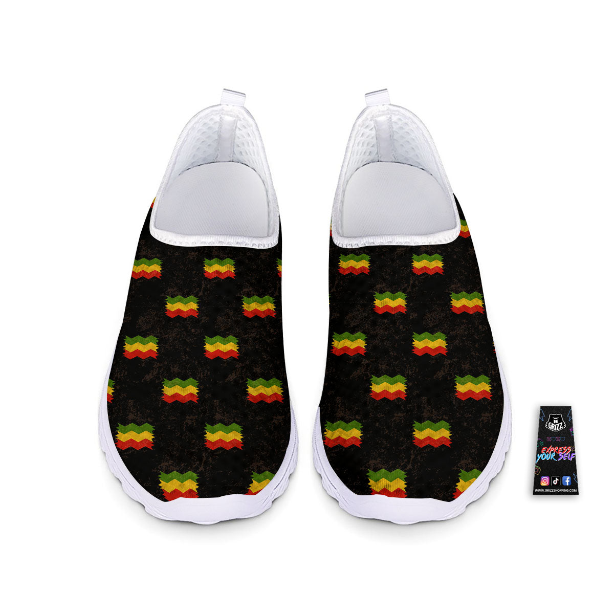 Flag Rasta Print Pattern Nurse Shoes-grizzshop