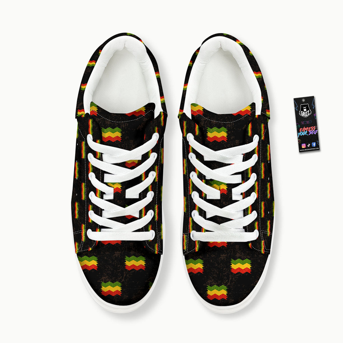 Flag Rasta Print Pattern Platform Shoes-grizzshop