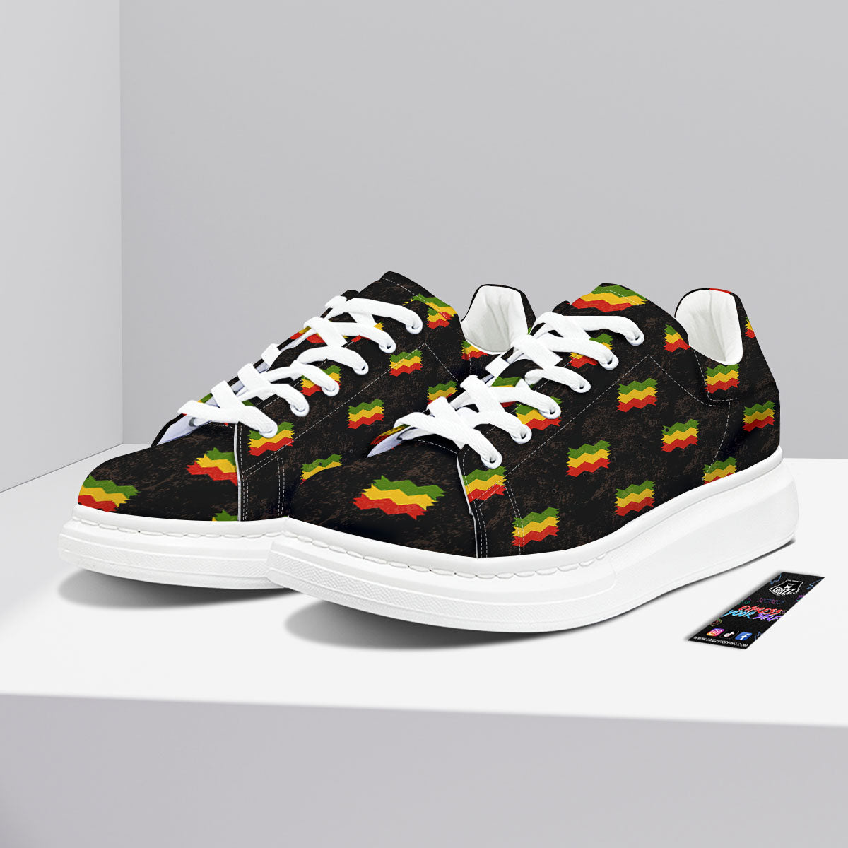 Flag Rasta Print Pattern Platform Shoes-grizzshop