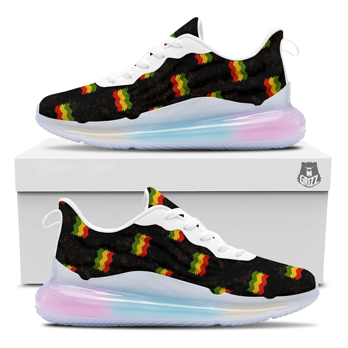 Flag Rasta Print Pattern Running Sneakers-grizzshop