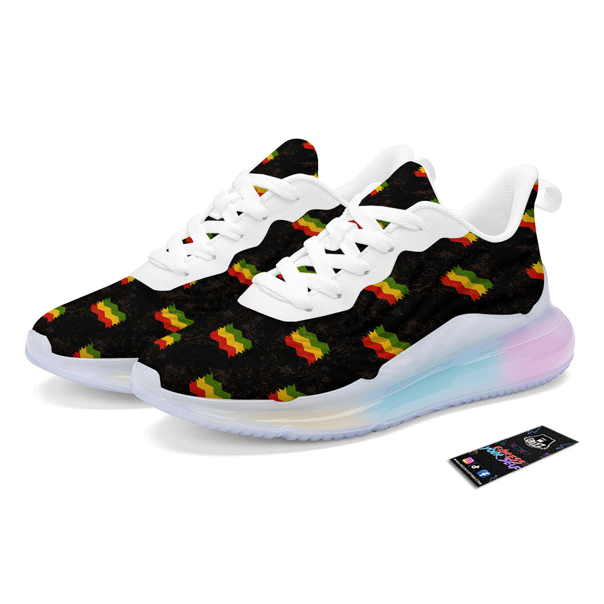 Flag Rasta Print Pattern Running Sneakers-grizzshop