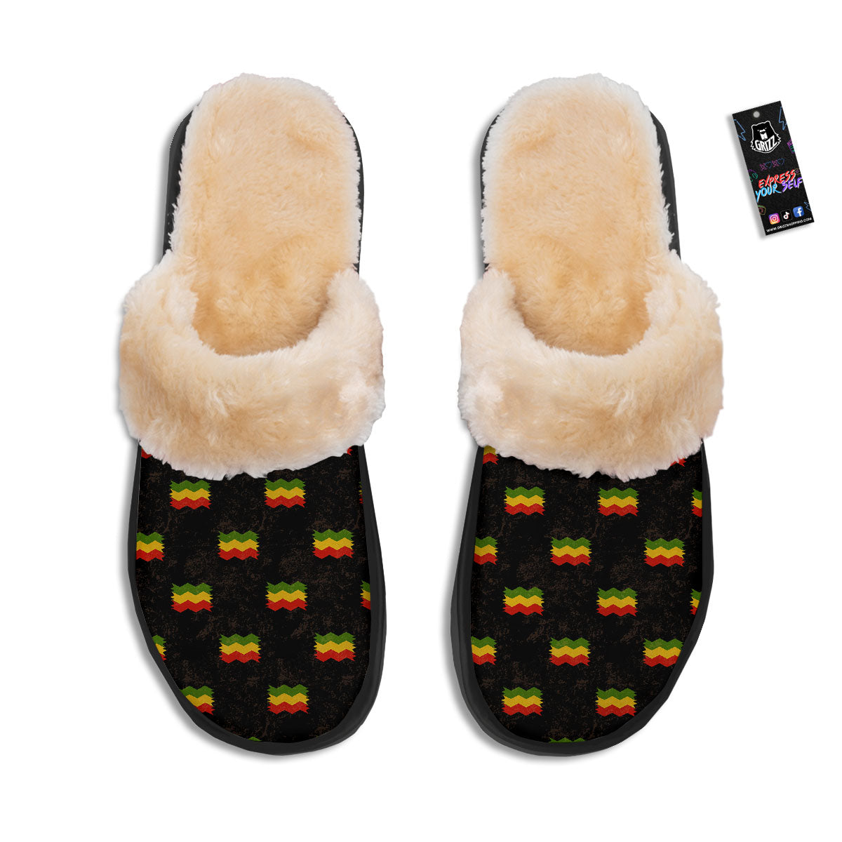 Flag Rasta Print Pattern Slippers-grizzshop